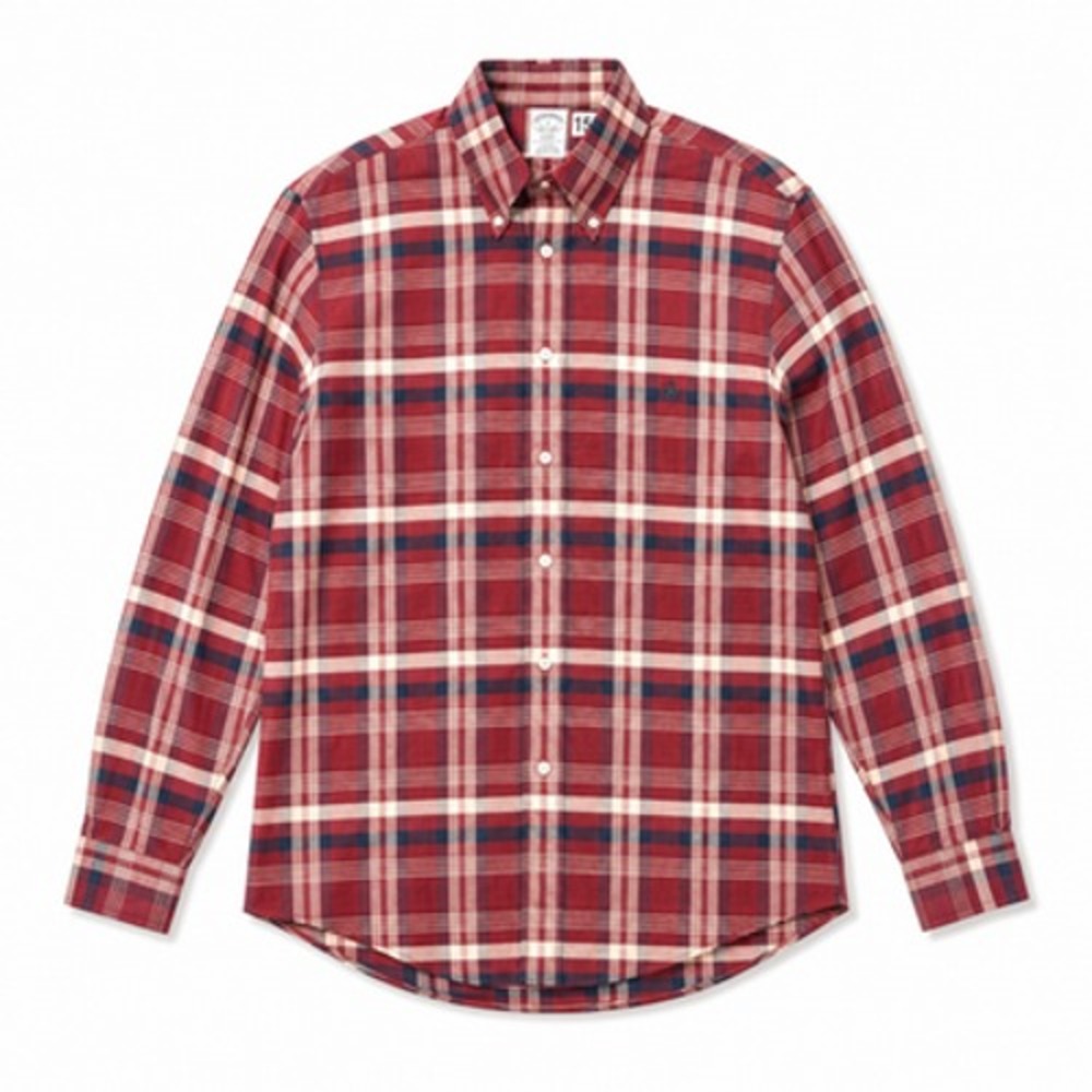 Brooks Brothers Regent Mens L Red Plaid Non Iron Cotton Button Down Shirt